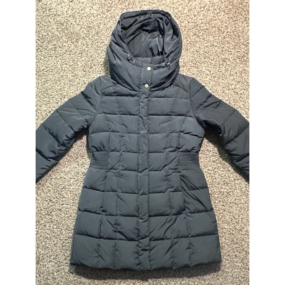 Cole Haan Women's Jacket Black Size Large Quilt Down Waist Ruching